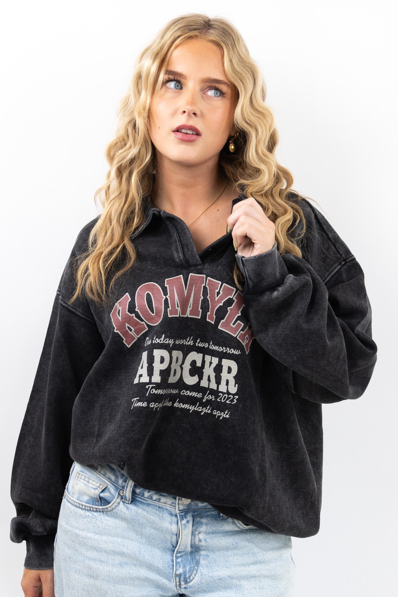 Washed Polo Sweatshirt