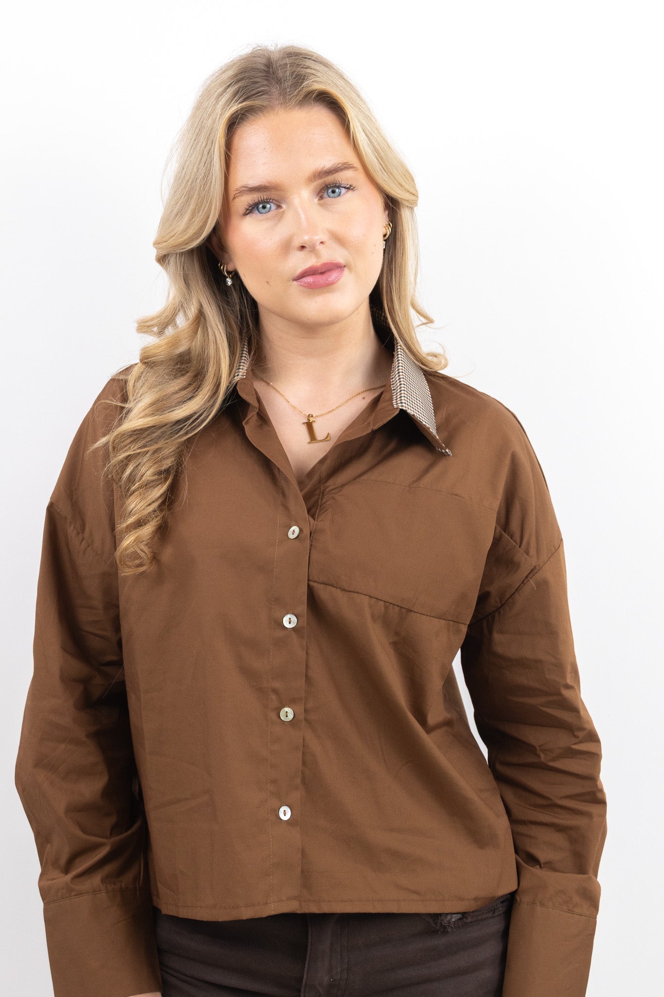 Checked Collar Blouse