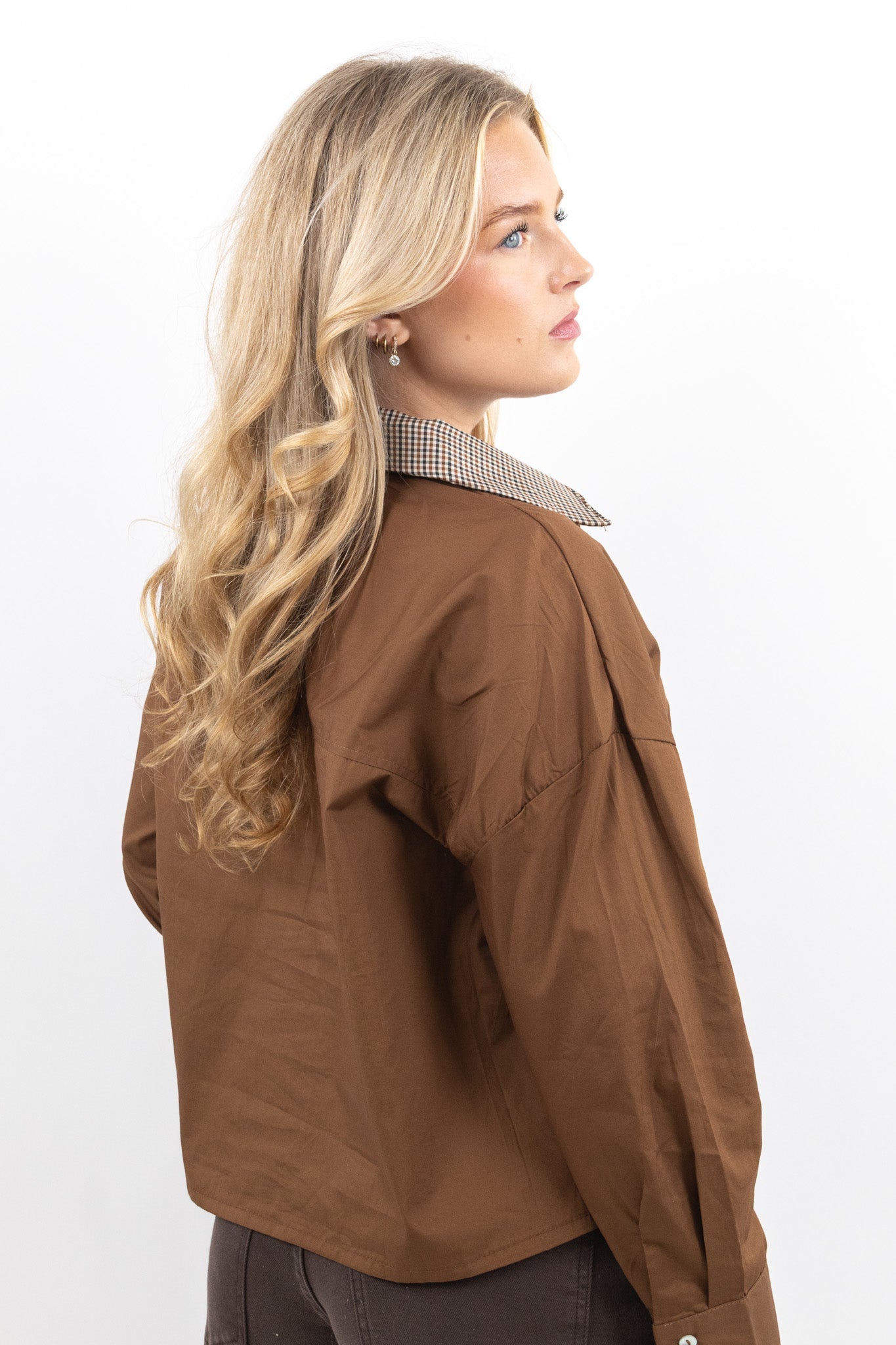 Checked Collar Blouse