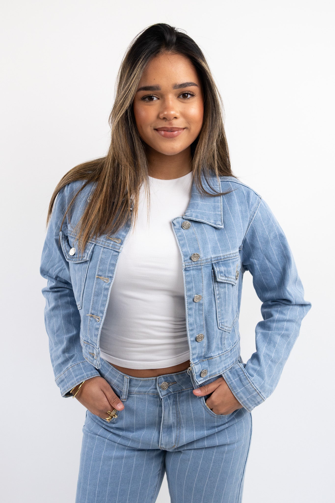 Jade striped denim jacket