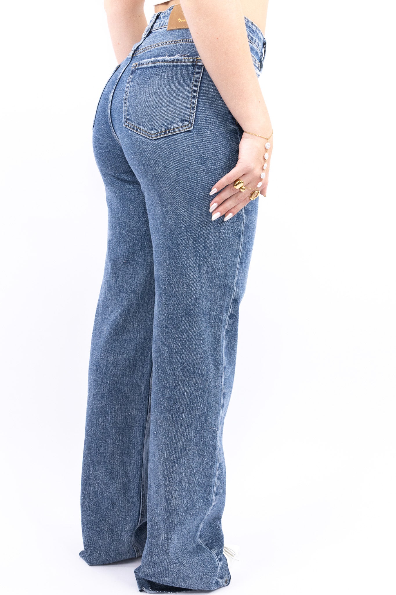 Sparkling wide leg jeans