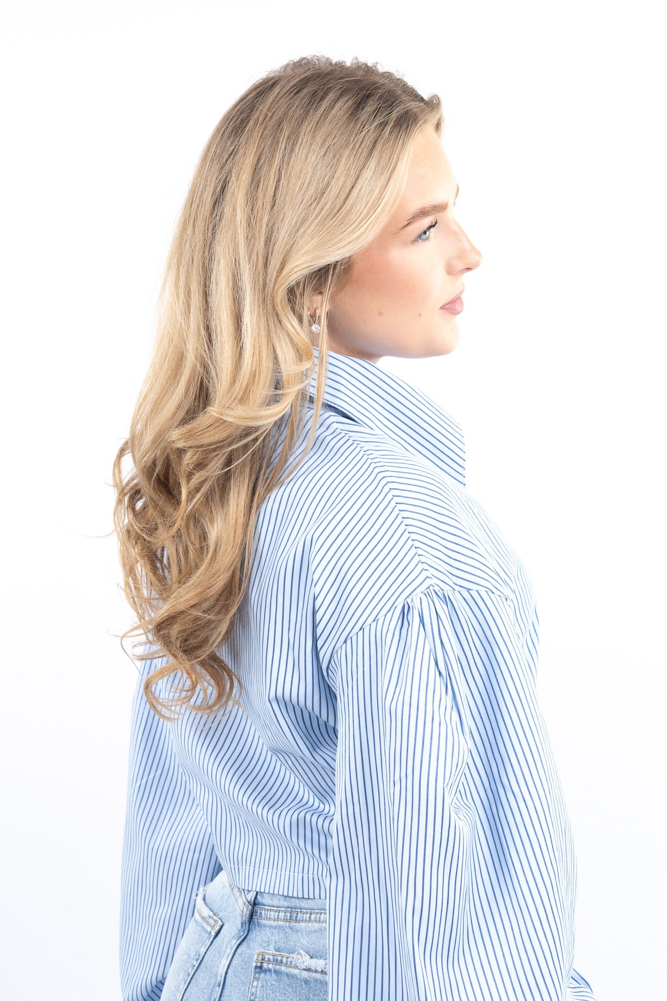 Boxy Cropped Pinstripe Shirt