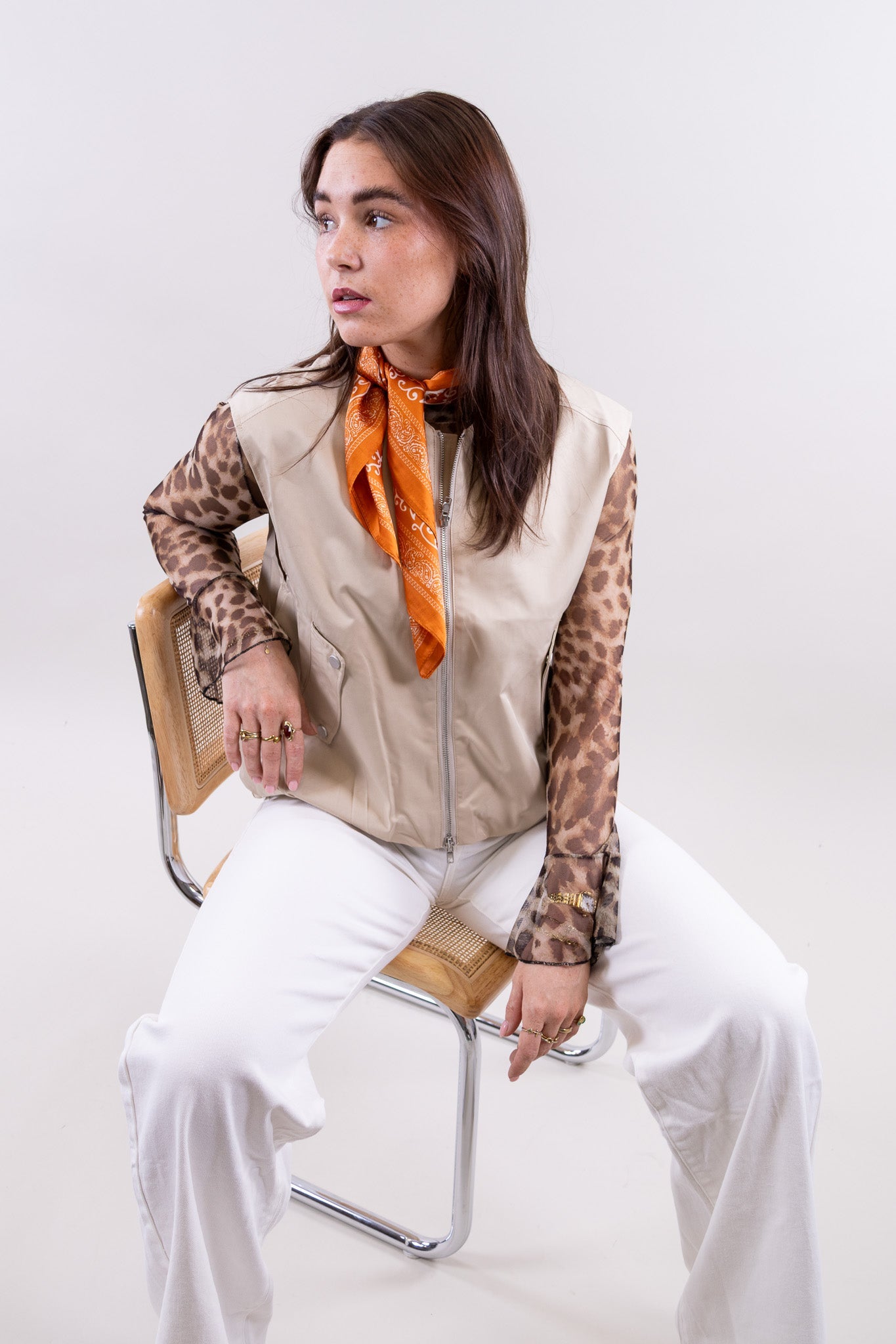 Maevy leopard mesh top