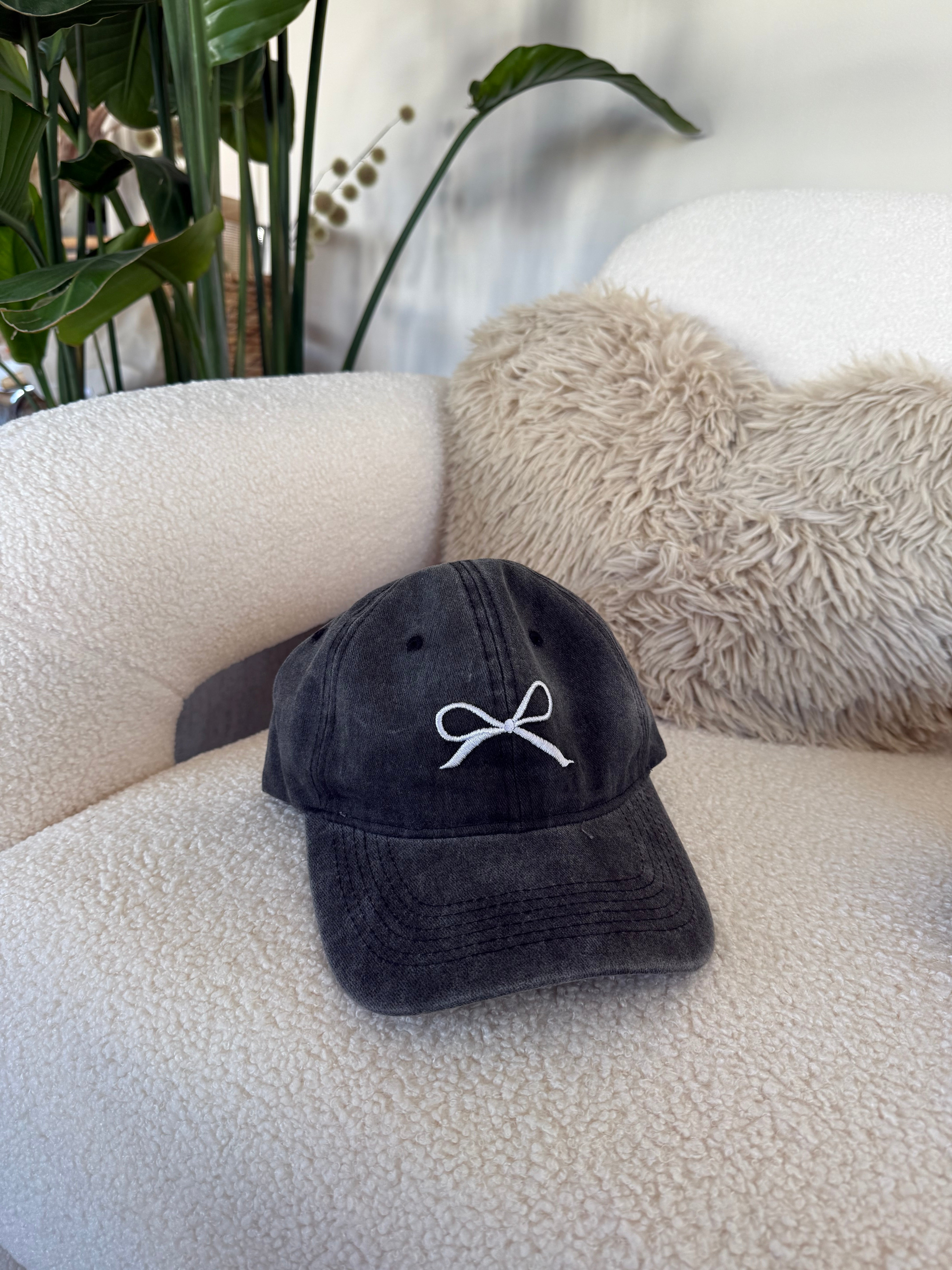 Bow denim cap