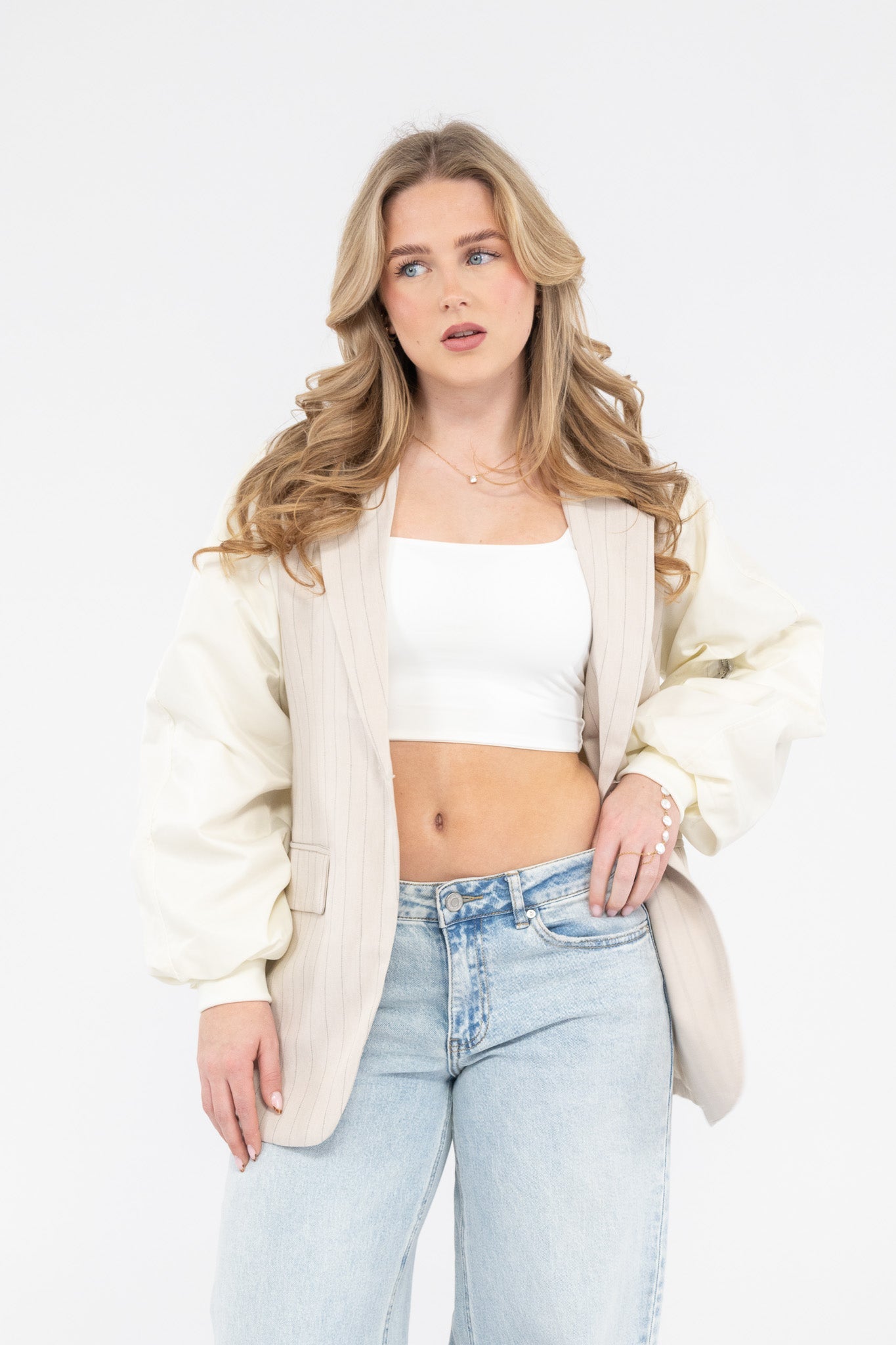 Stripe Bomber Blazer