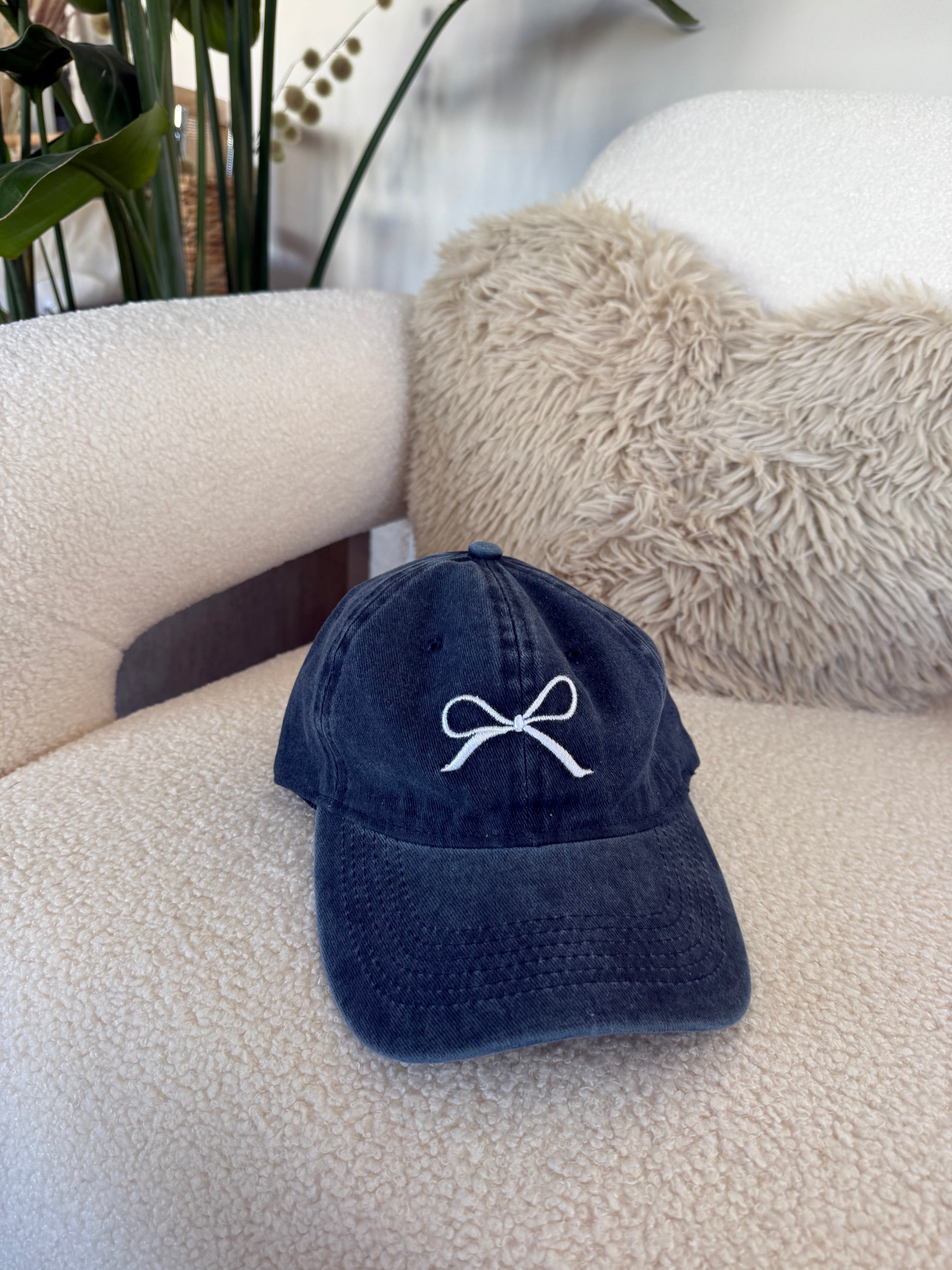 Bow denim cap