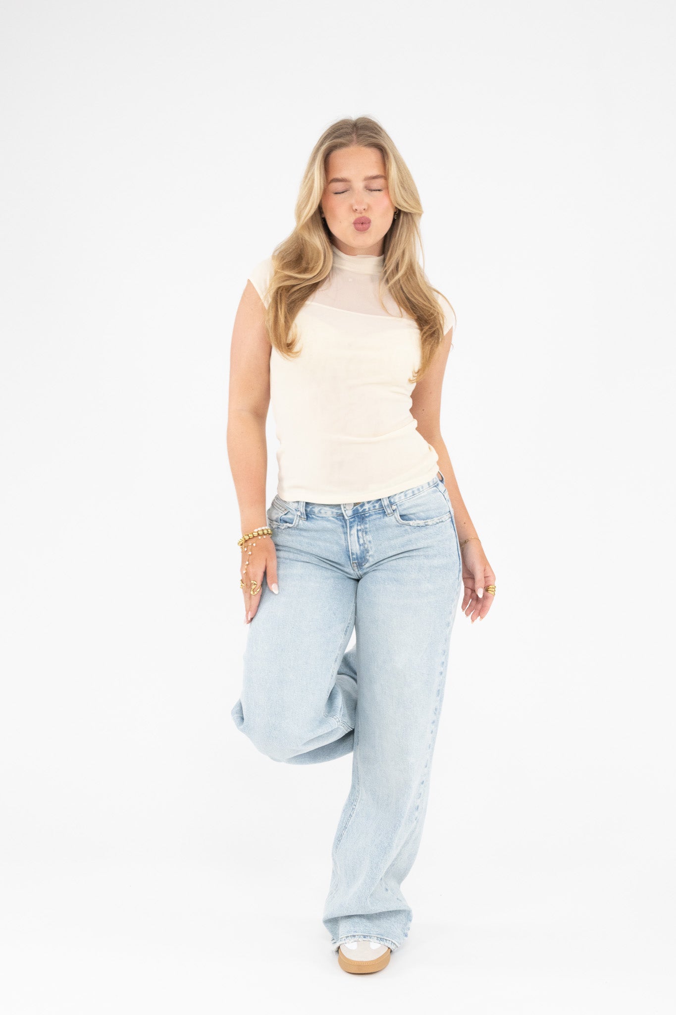 Mesh High Neck Top