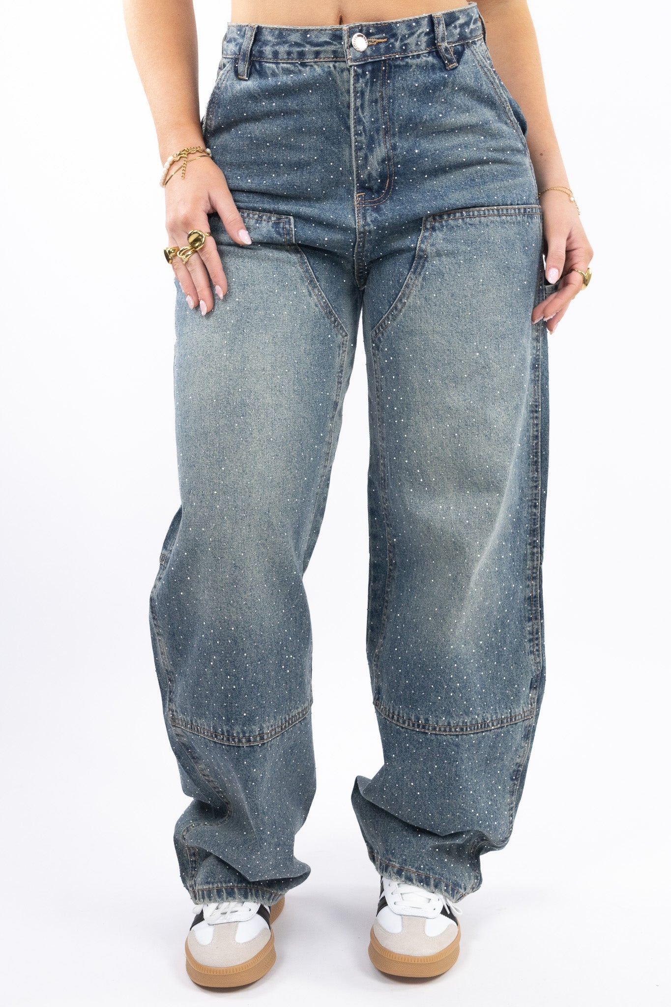 Glitter Carpenter Jeans - No Stretch