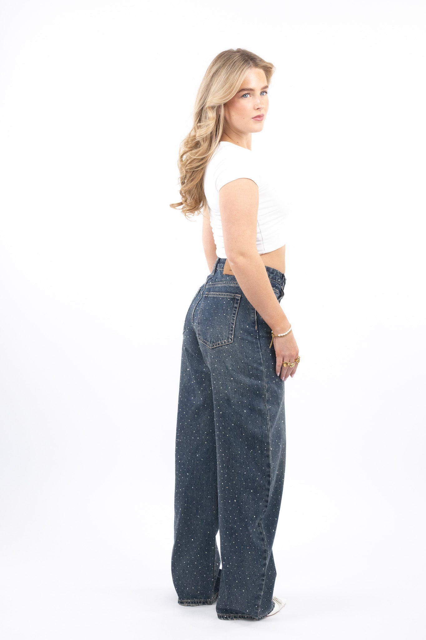 Midnight Glitter Balloon Jeans - No stretch