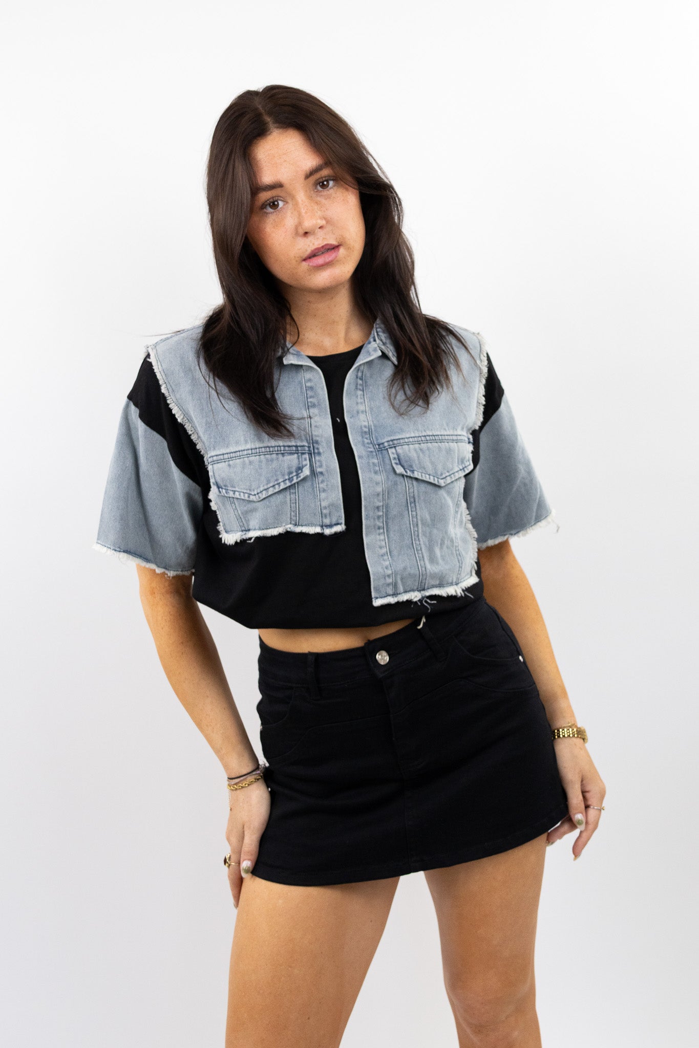 Denim Overlay Tee