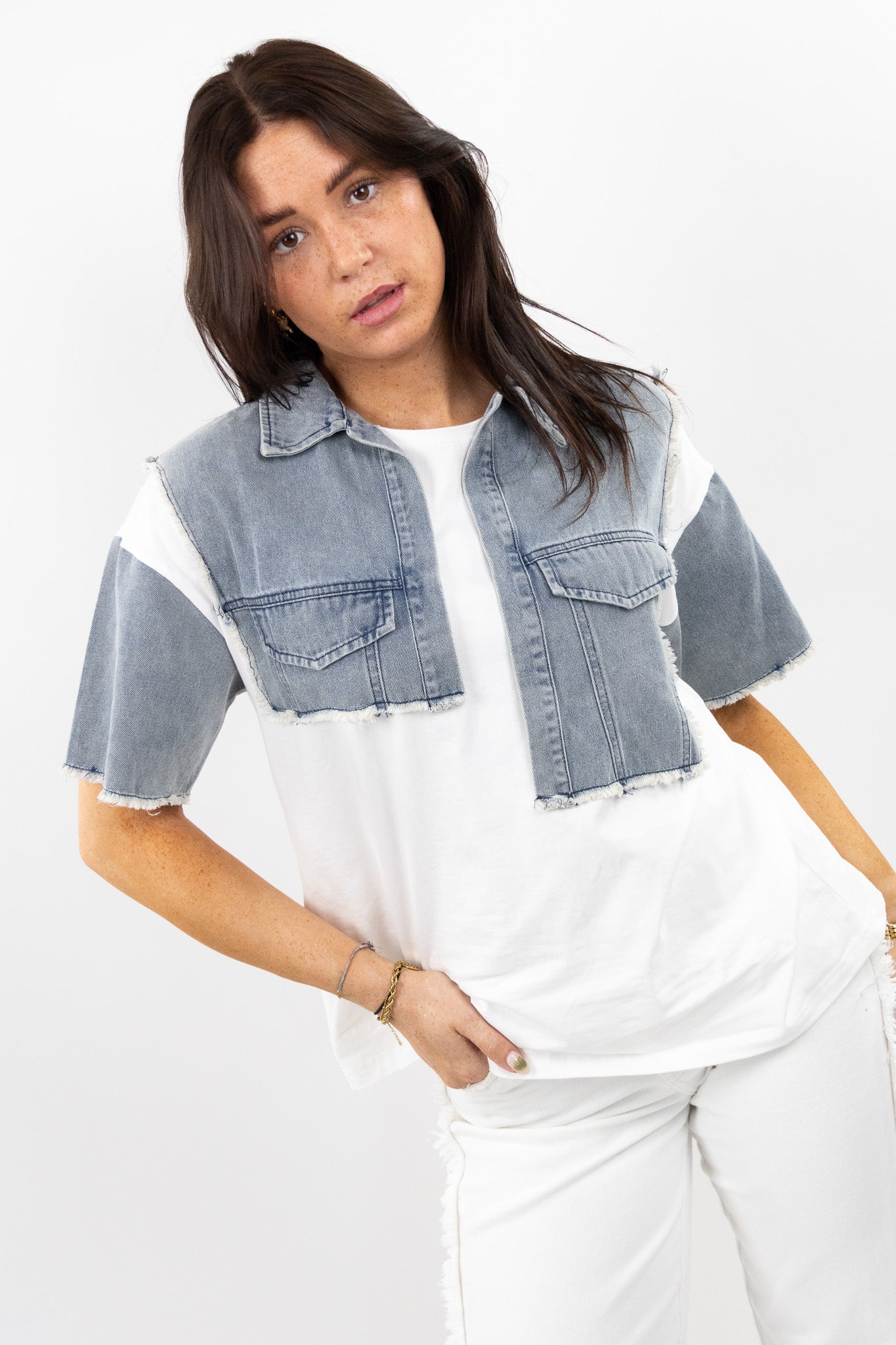 Denim Overlay Tee