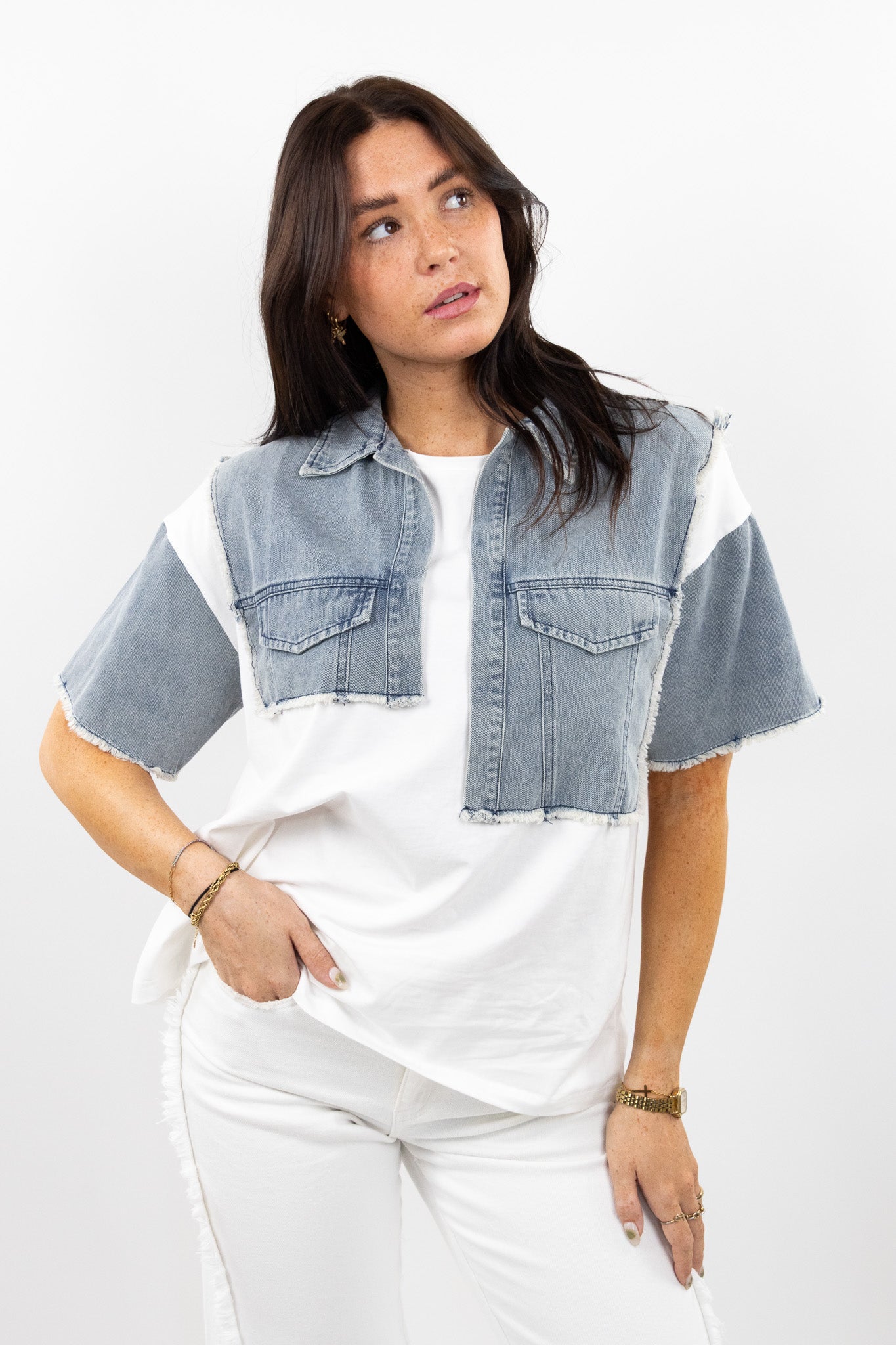 Denim Overlay Tee