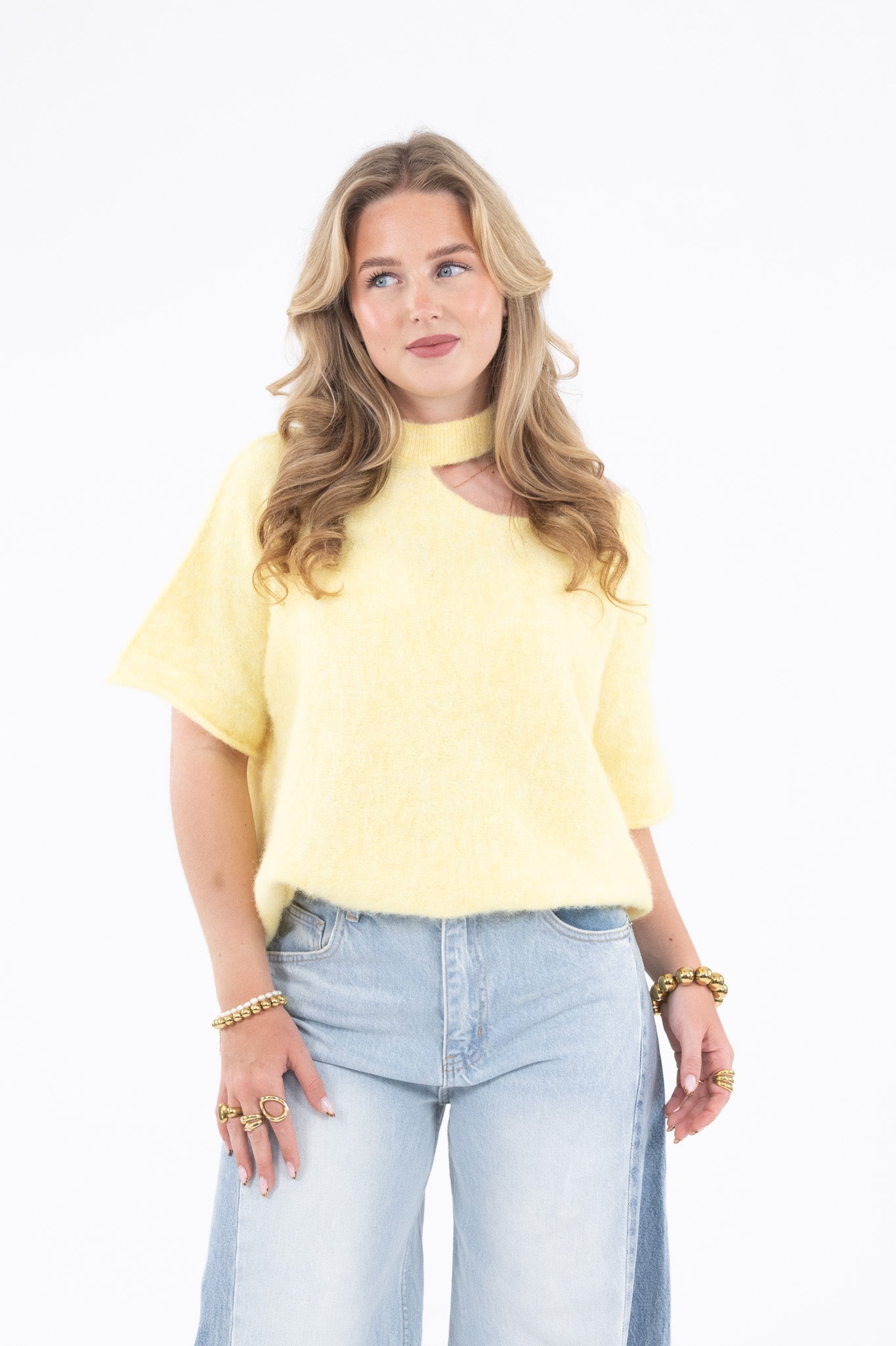 Cut Out Shoulder Knit