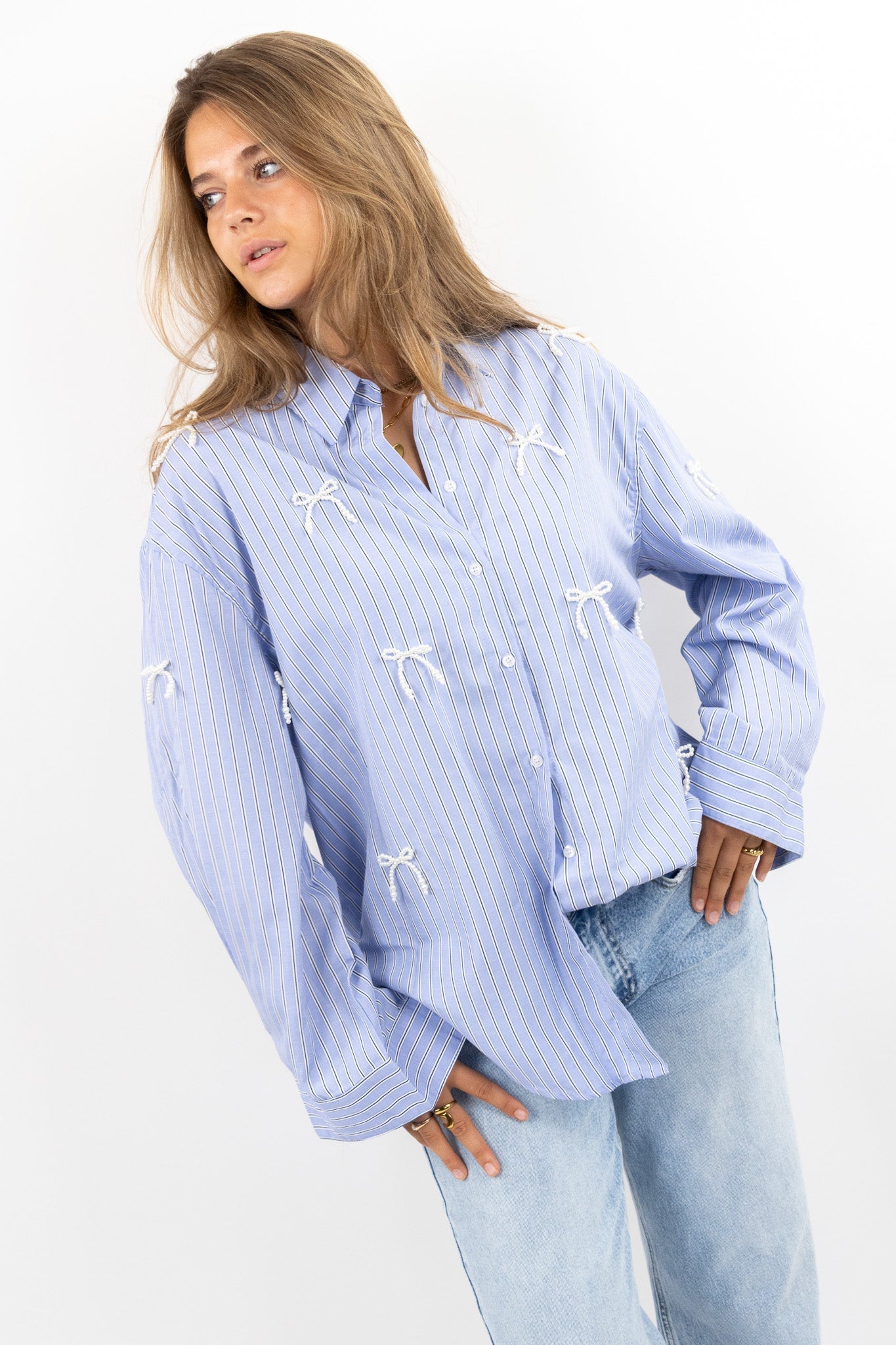 Bow Detail Stripe Blouse