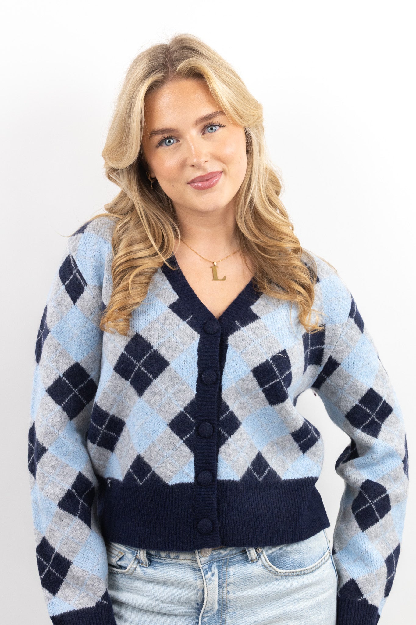 Argyle Button Cardigan
