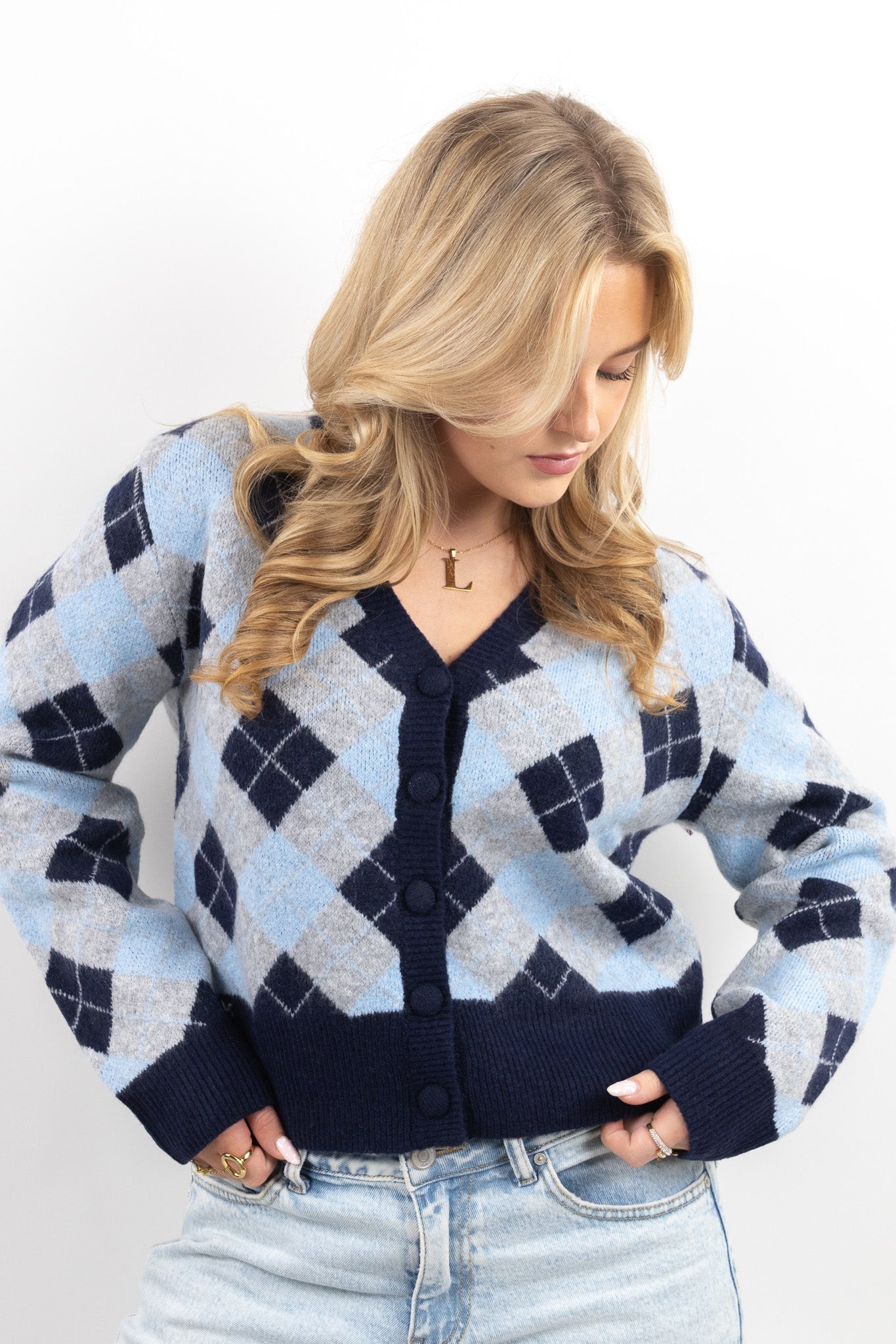 Argyle Button Cardigan