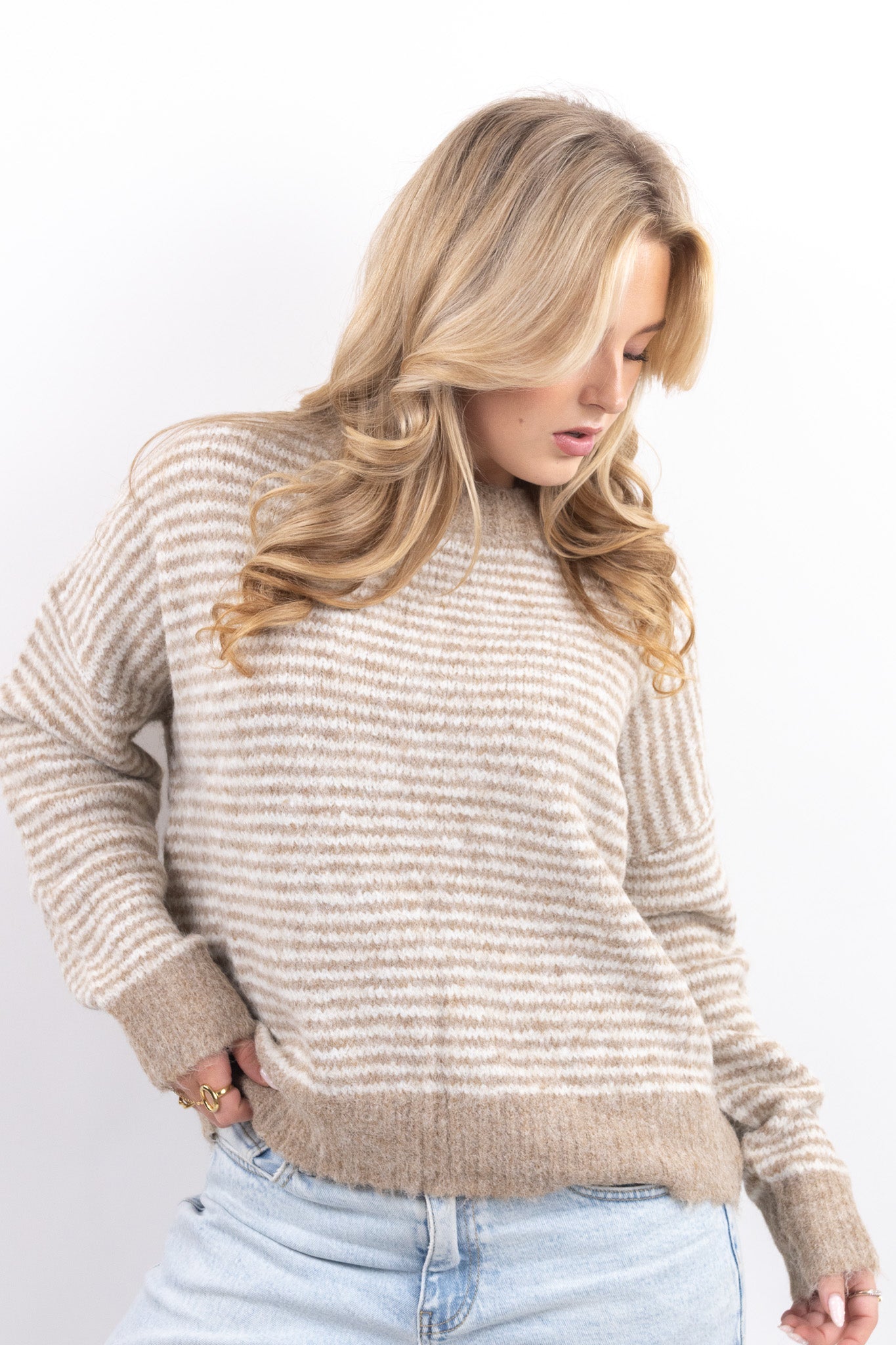 Cozy Neutral Stripe Sweater