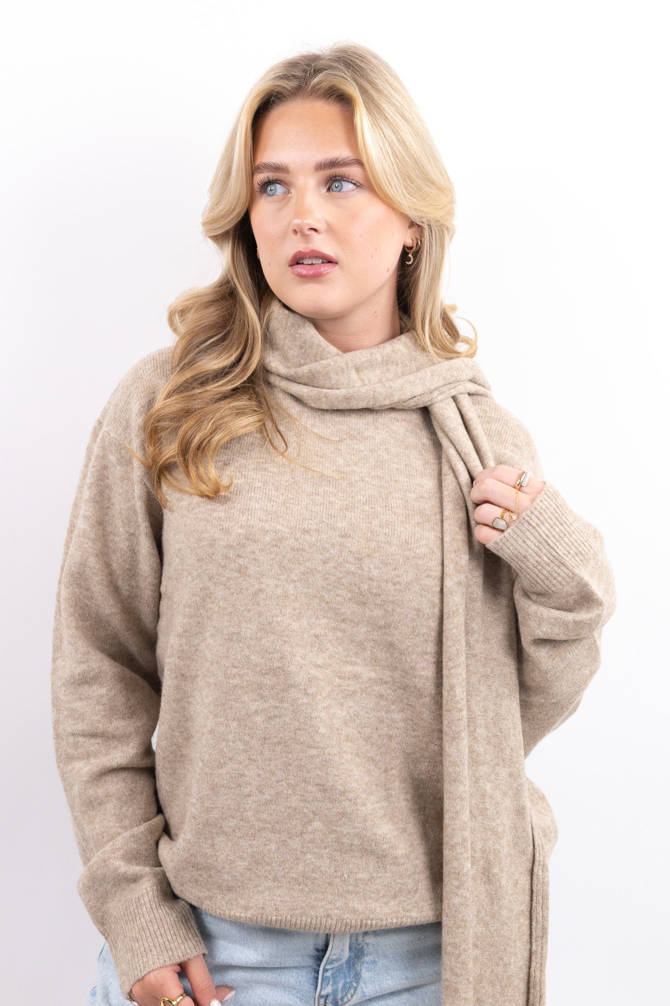 Cozy Scarf Detail Knit