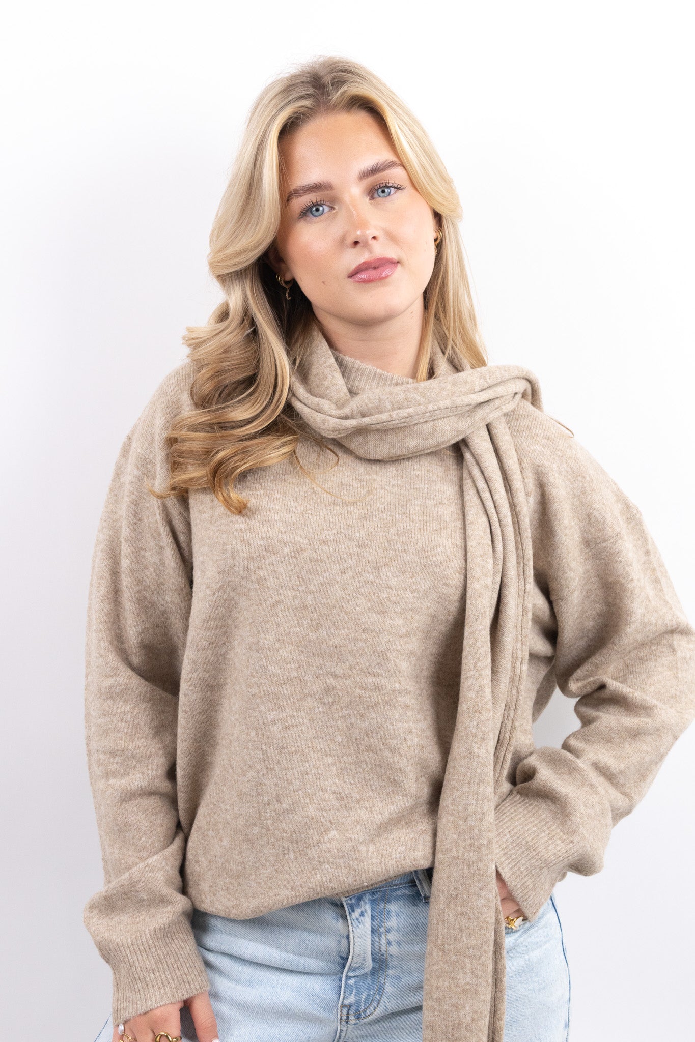 Cozy Scarf Detail Knit