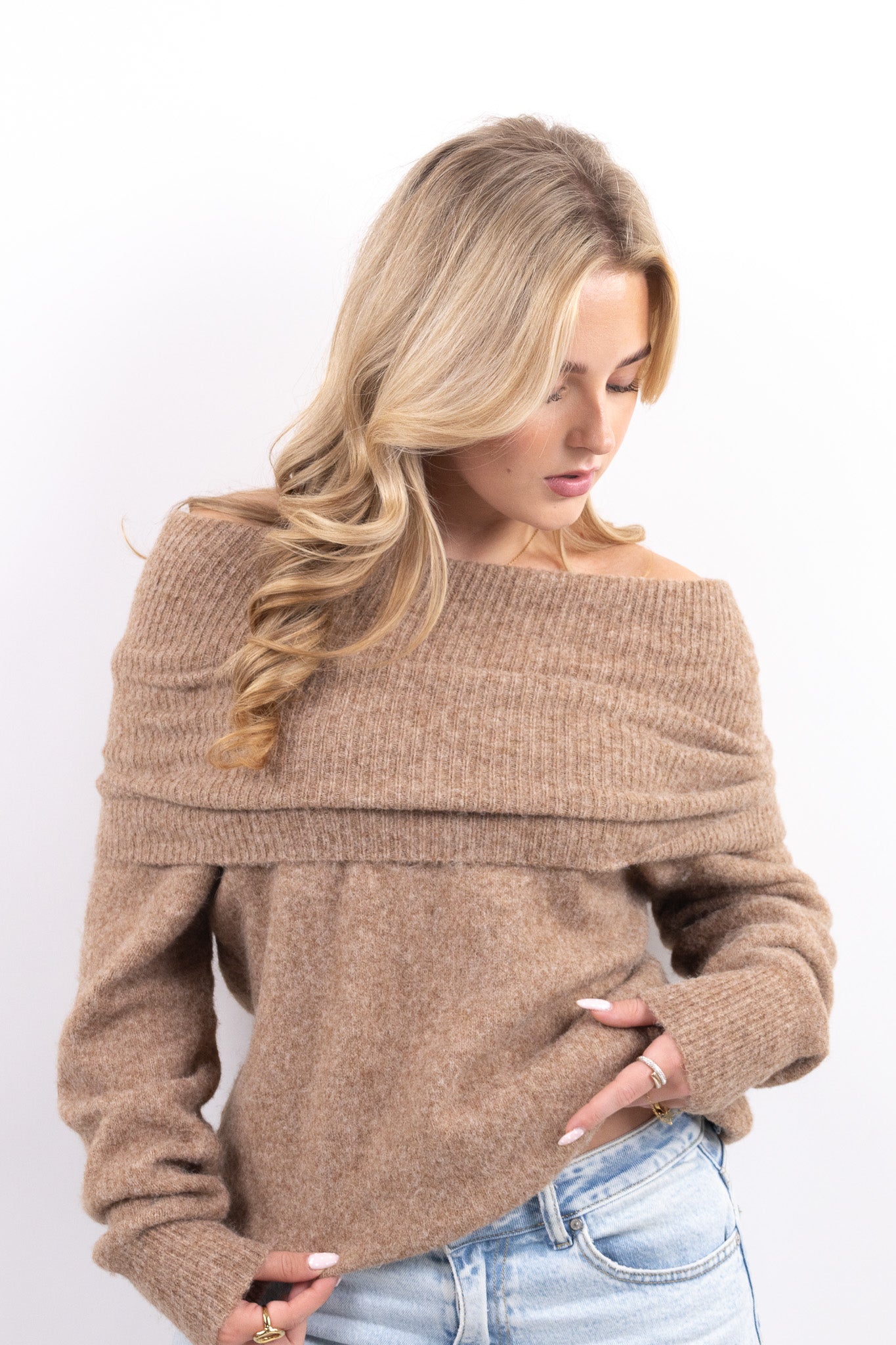 Off Shoulder Knit Sweater