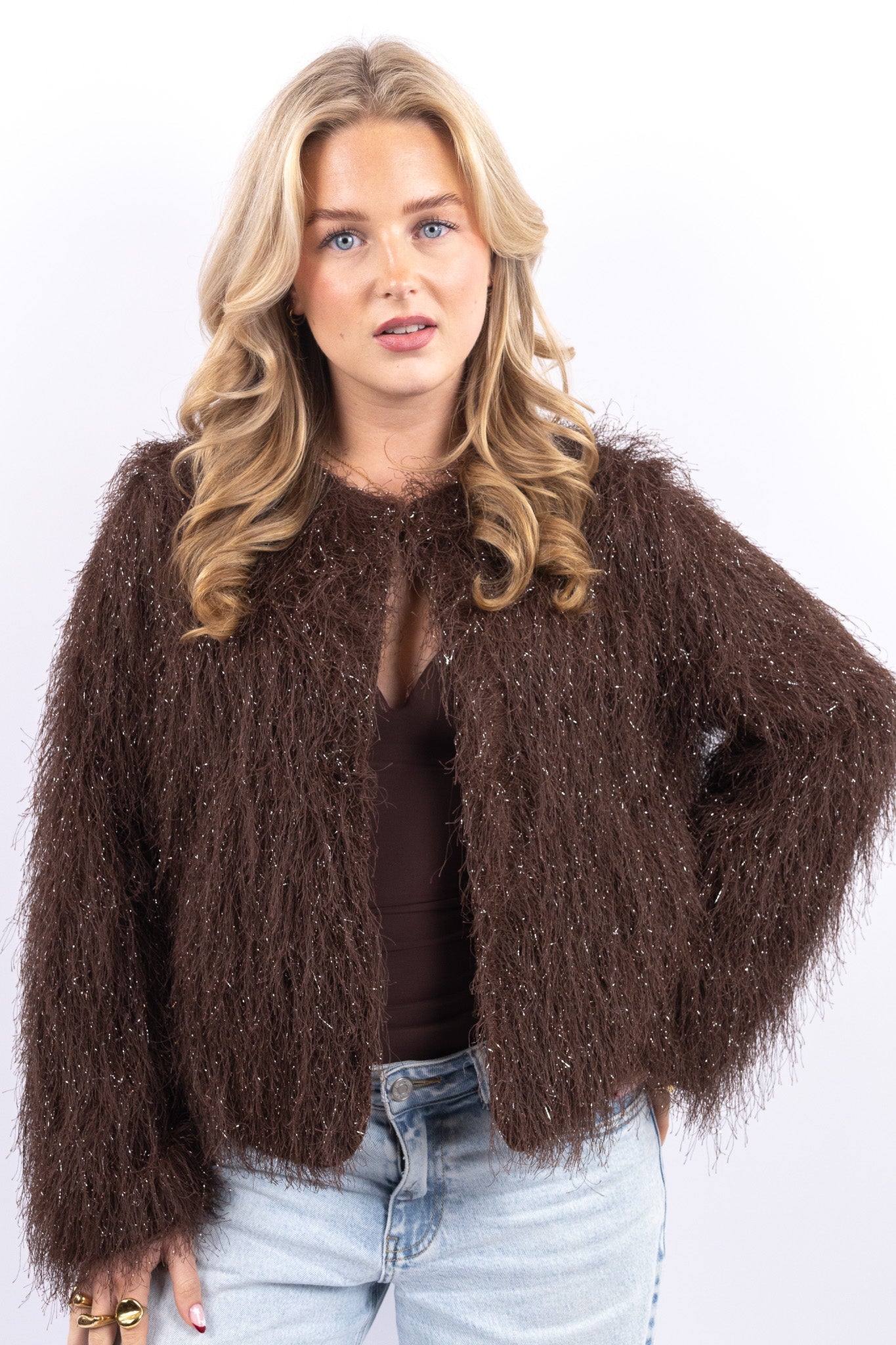 Fuzzy Glitter Jacket