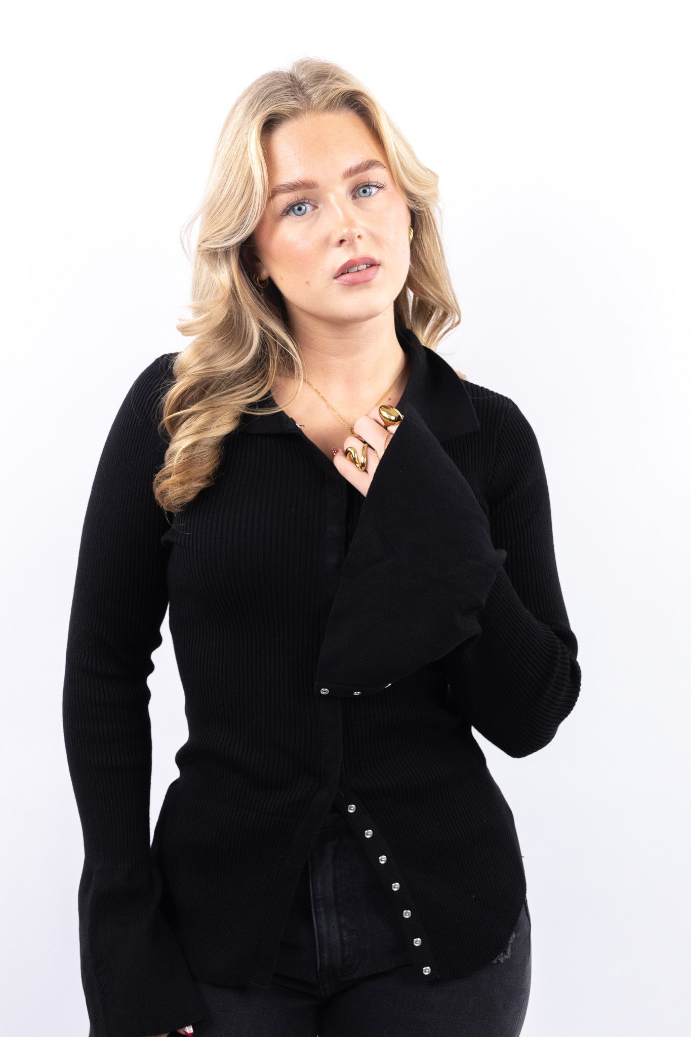 Ribbed Tailored Polo Top