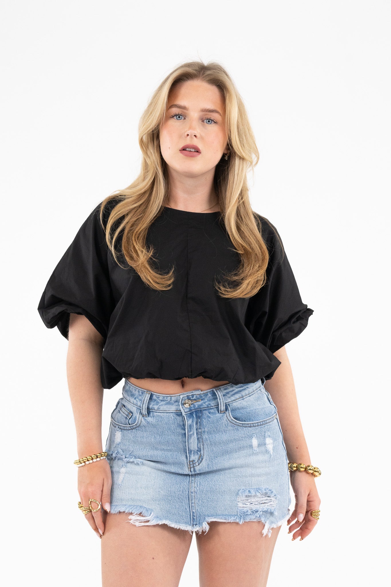 Ripped Denim Skort