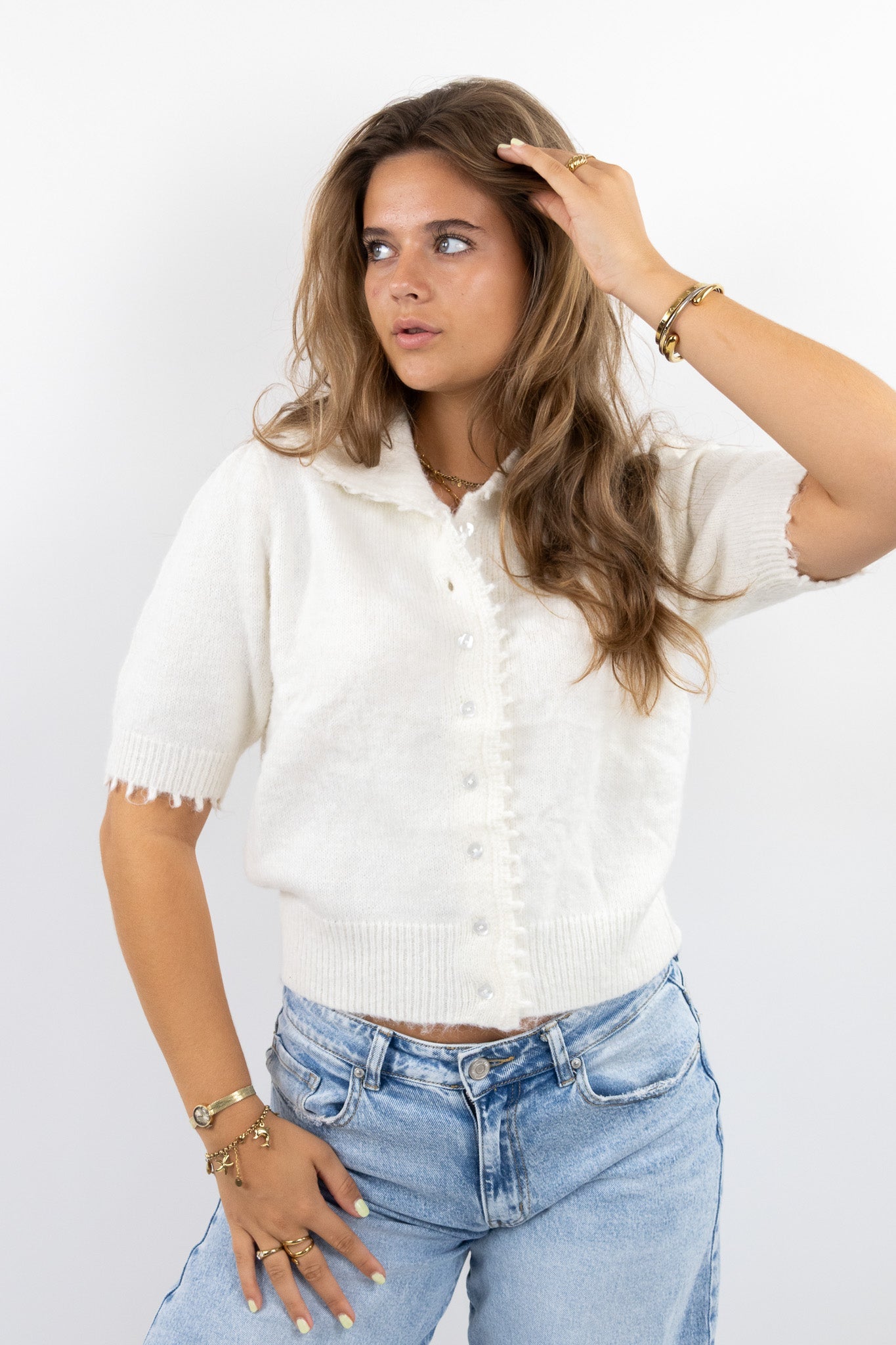 Wavy Button Cardigan